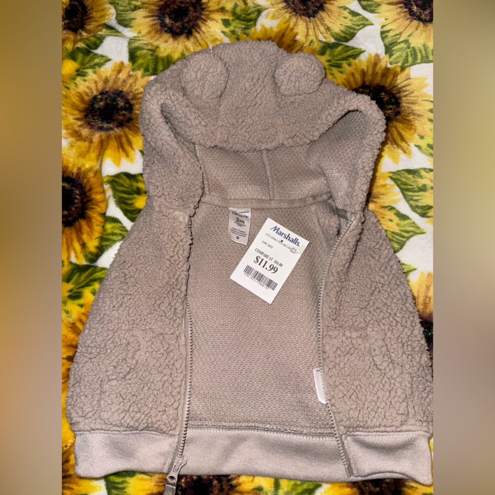 Carter's Neutral Taupe Sherpa Zip Hoodie Vest- NWT